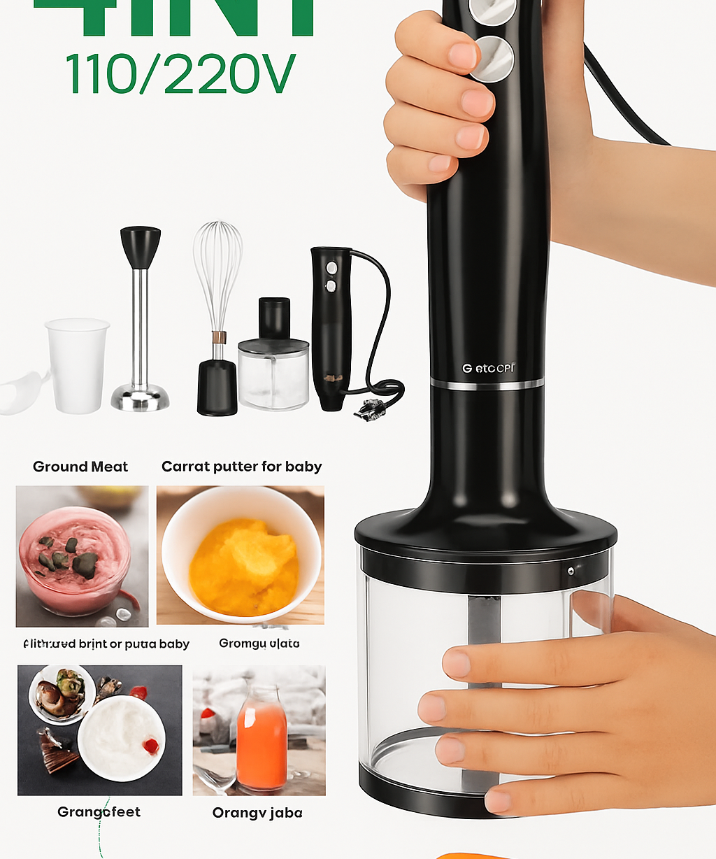 4 in 1 Handheld Blender Set Electric Stick Mixer Whisk Kitchen Appliance
