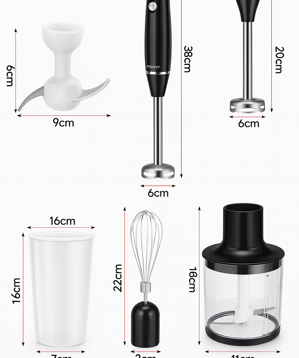 4 in 1 Handheld Blender Set Electric Stick Mixer Whisk Kitchen Appliance