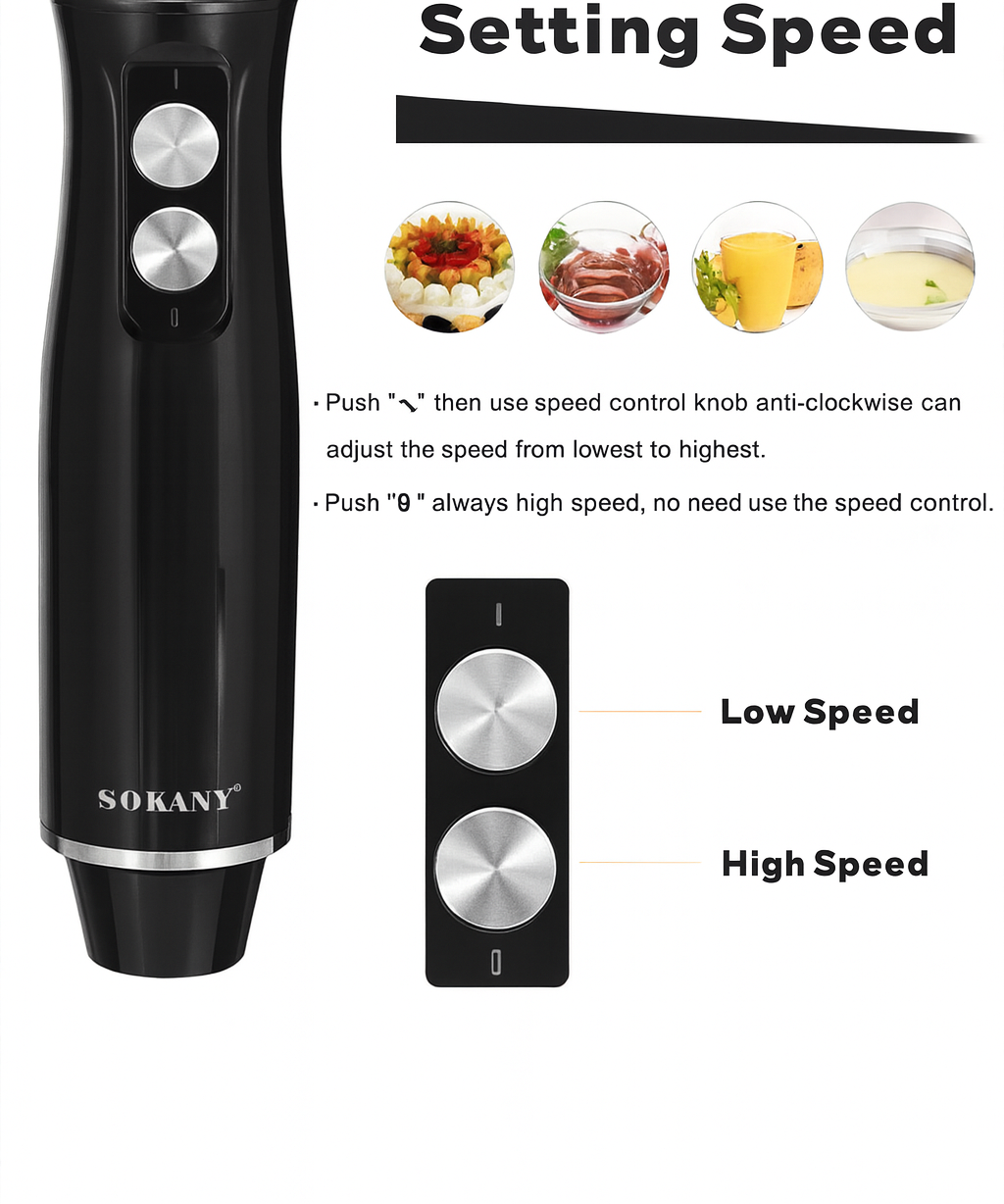 4 in 1 Handheld Blender Set Electric Stick Mixer Whisk Kitchen Appliance