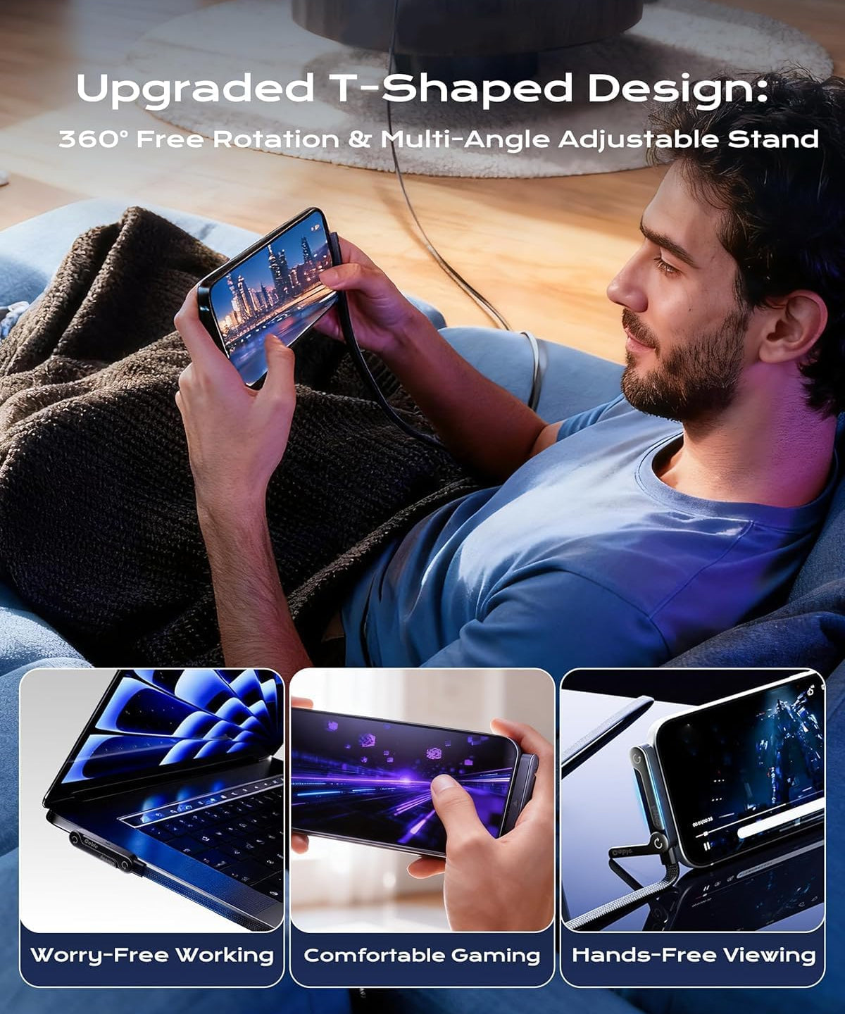 2 in 1 Invisible Stand Charger Cable, 240W Fast Charging Cable