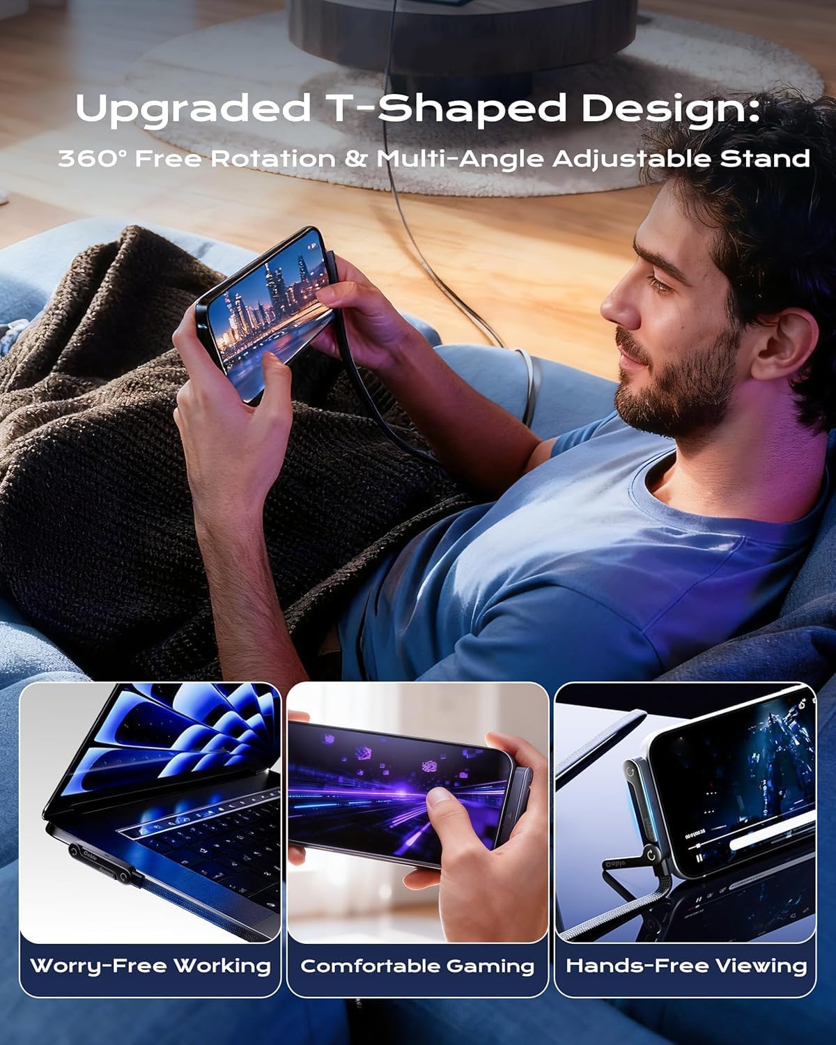 2 in 1 Invisible Stand Charger Cable, 240W Fast Charging Cable