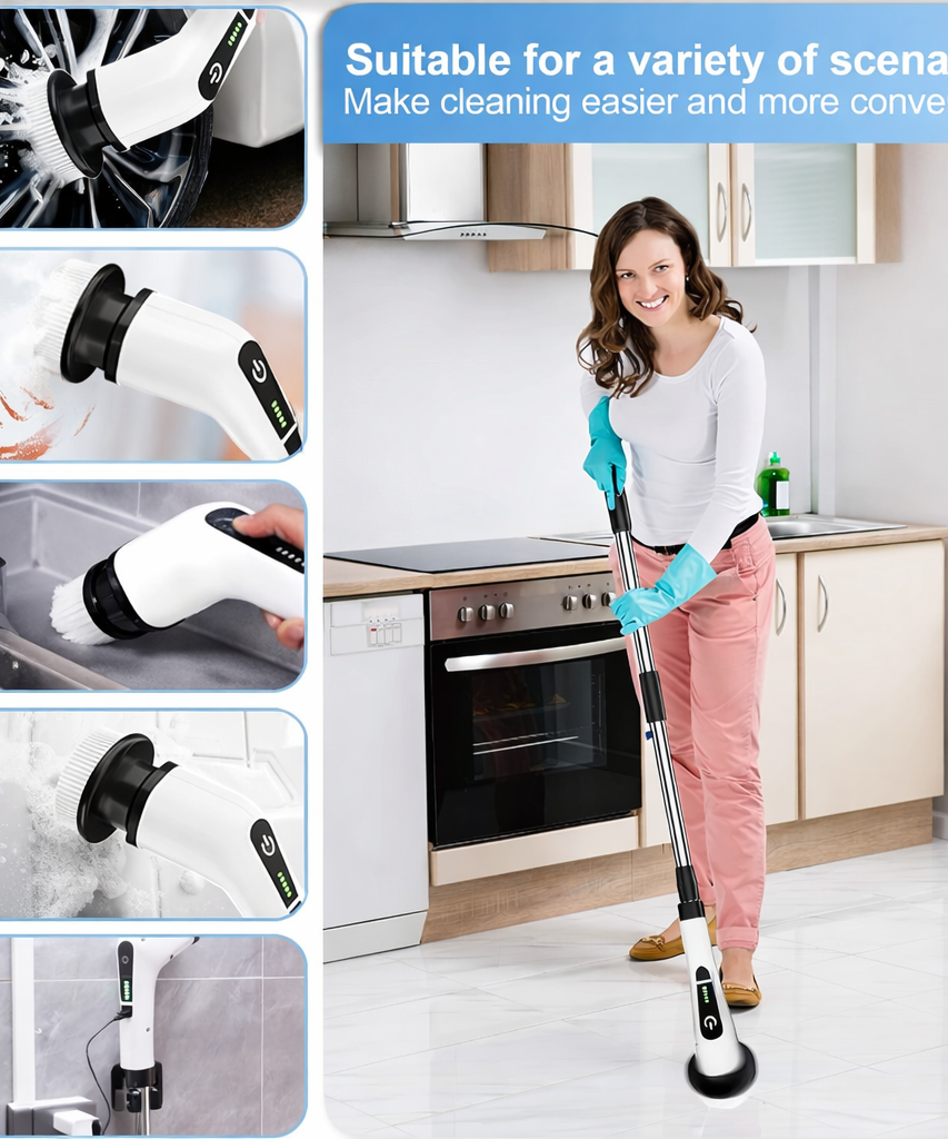 9 in 1 Electric Cleaning Brush Set for Kitchen Bathroom Car Detailing