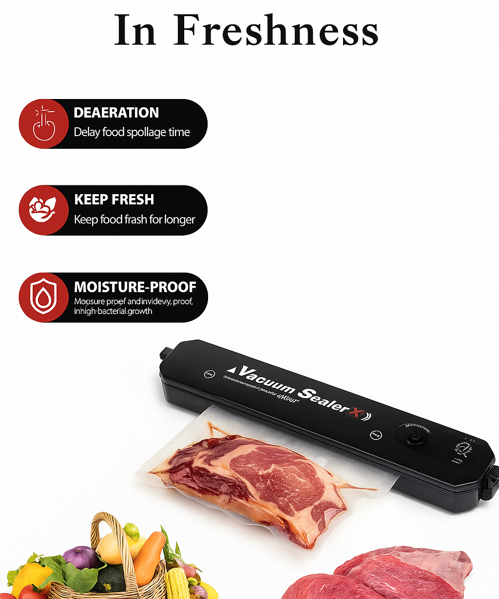 Automatic Vacuum Sealer Machine Food Storage Saver for Home Kitchen