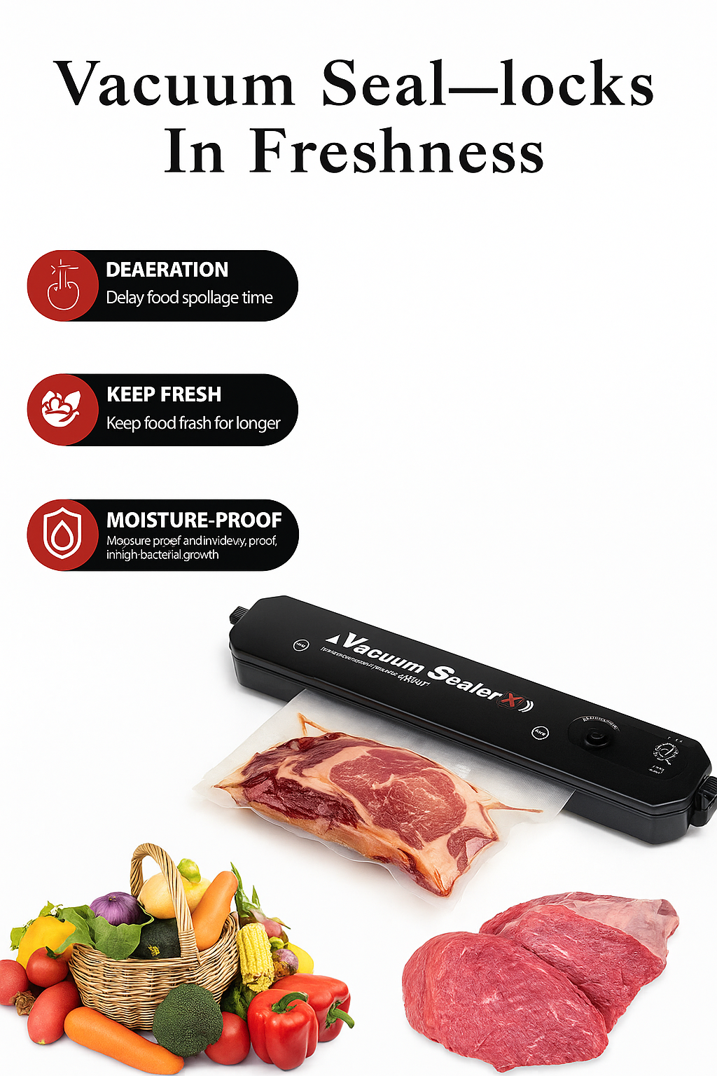 Automatic Vacuum Sealer Machine Food Storage Saver for Home Kitchen