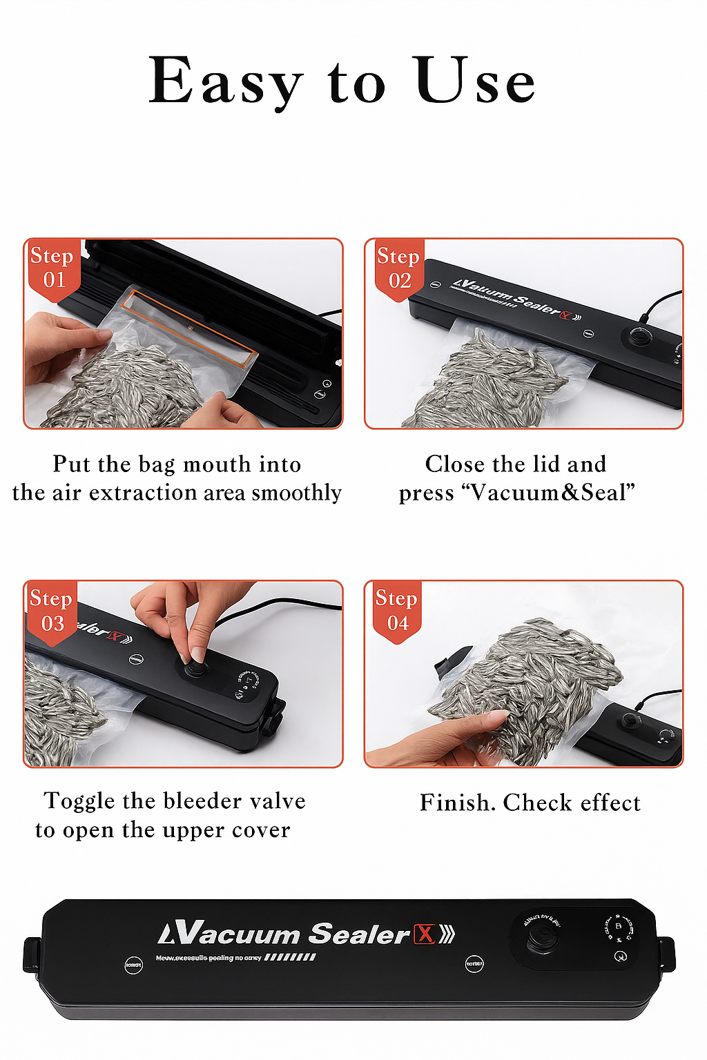 Automatic Vacuum Sealer Machine Food Storage Saver for Home Kitchen