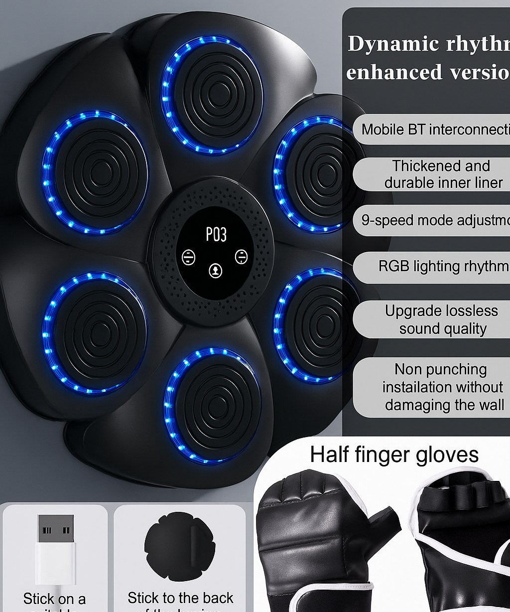 Boxing Punching Machine Arcade Style Reaction Training Game for Home