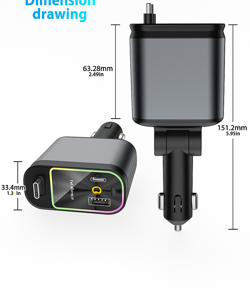 Dual USB Car Charger with LED Light Fast Charging Adapter