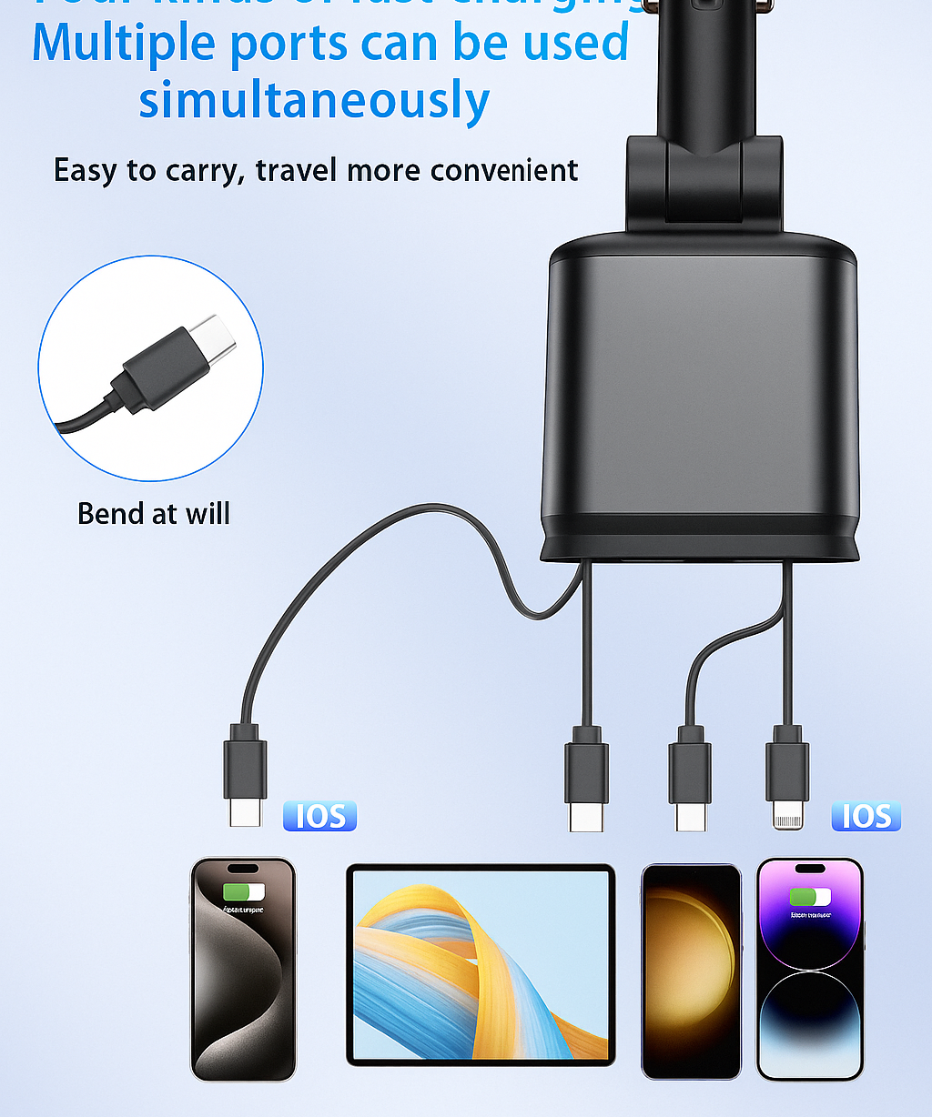 Dual USB Car Charger with LED Light Fast Charging Adapter
