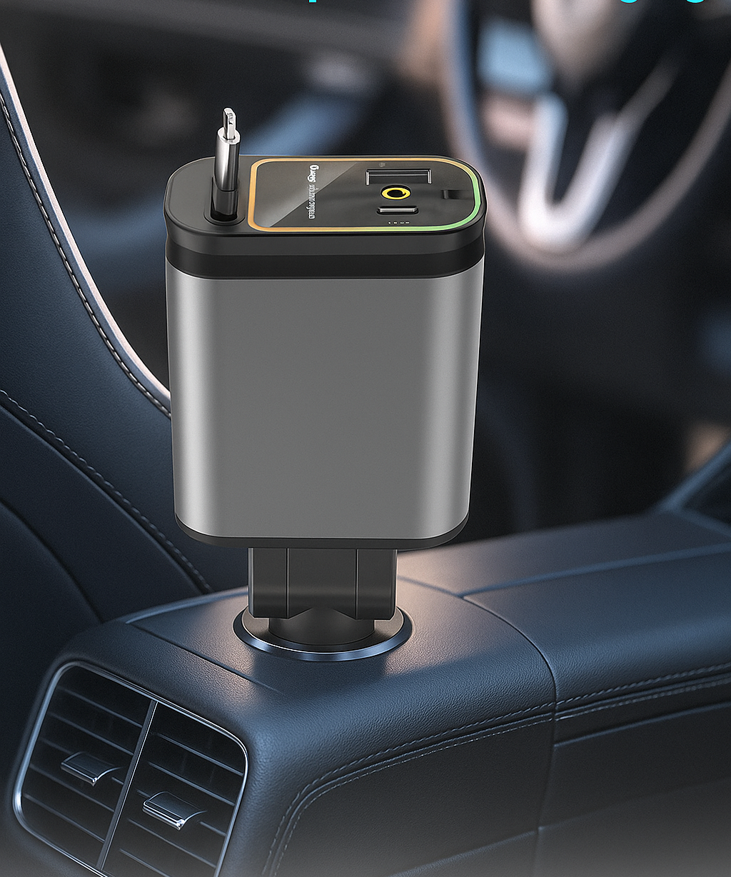 Dual USB Car Charger with LED Light Fast Charging Adapter