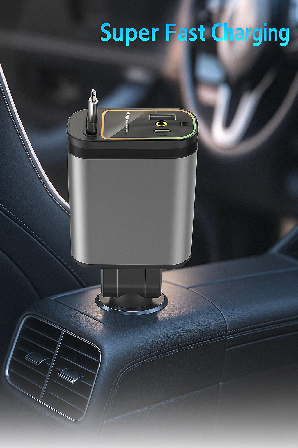Dual USB Car Charger with LED Light Fast Charging Adapter