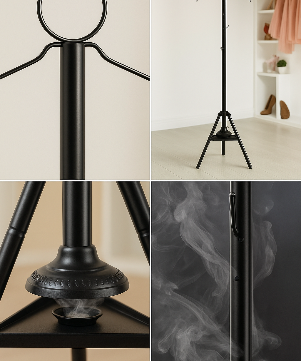 Standing Garment Steamer Rack with Built-in Hanger