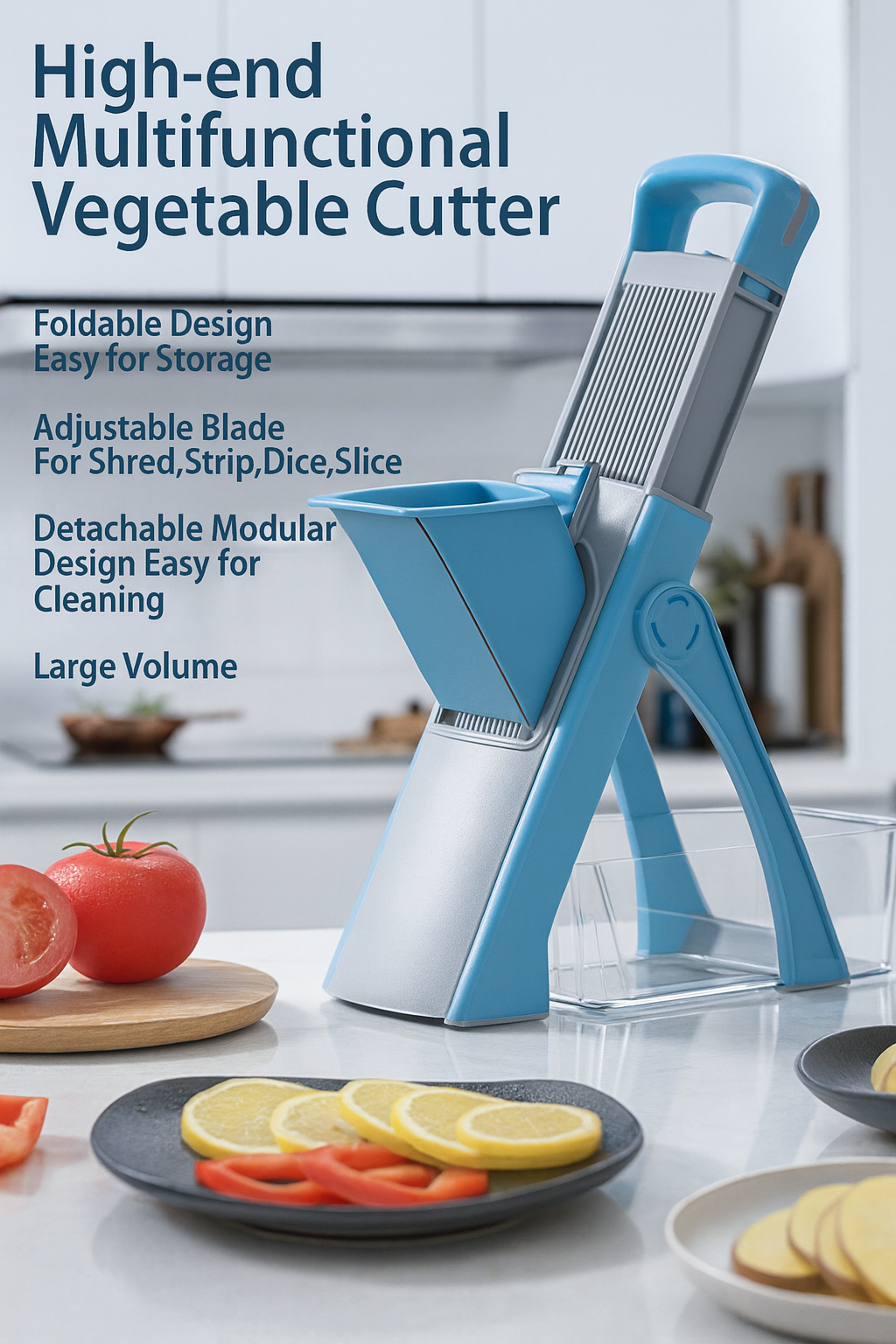 High End Multifunctional Vegetable Cutter Foldable Adjustable Kitchen Slicer
