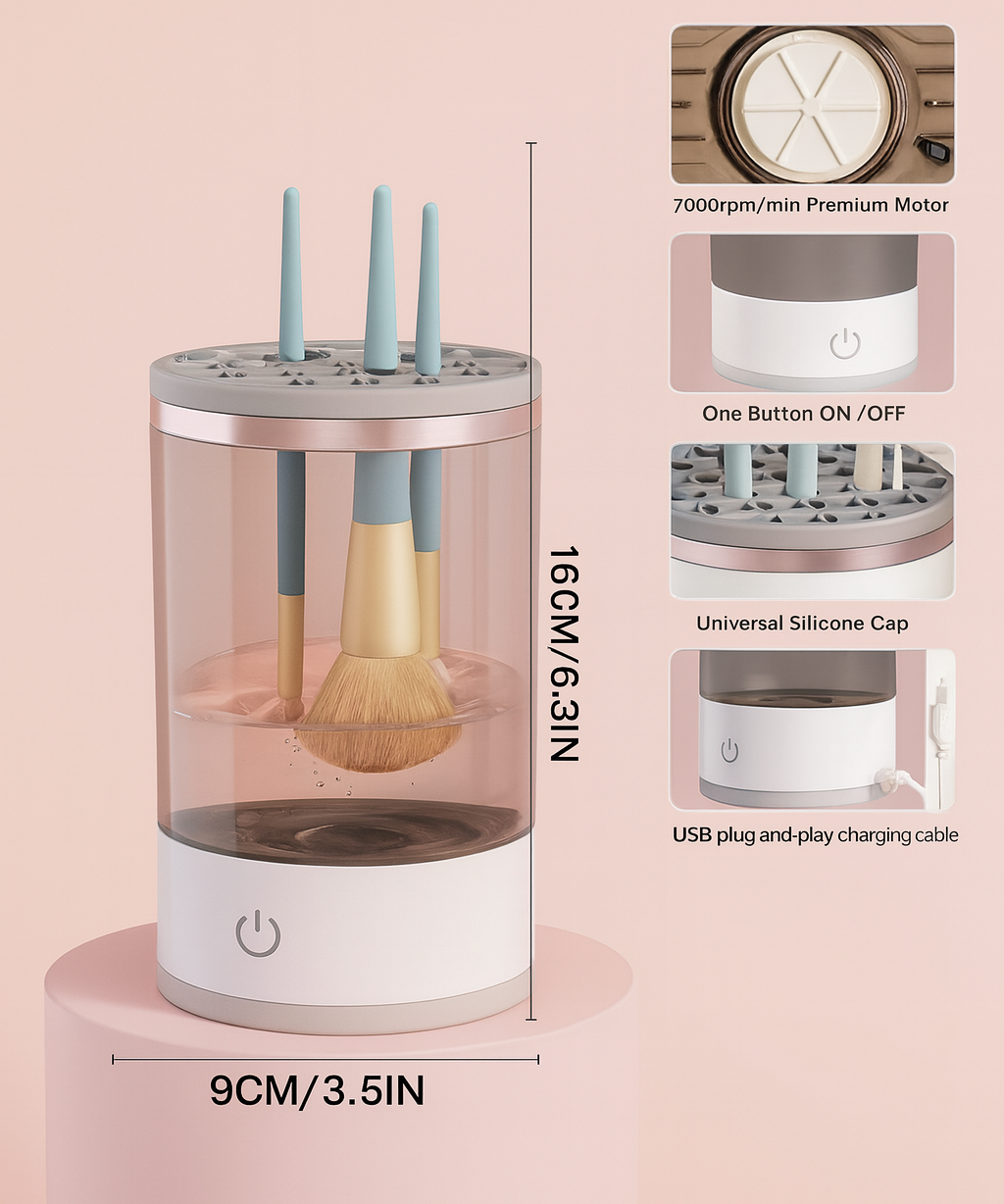Electric Makeup Brush Cleaner with Automatic & Manual Cleaning Modes