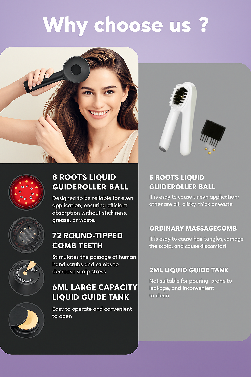 Electric Scalp Massager Comb Vibrating Hair Brush Relaxation Device