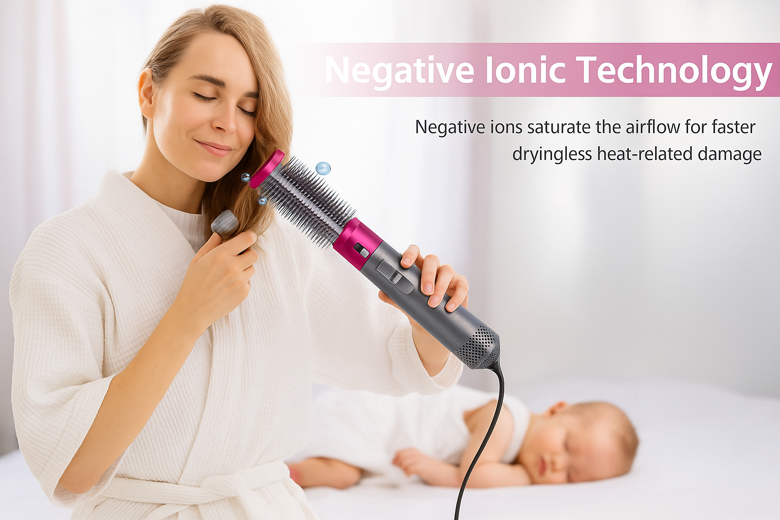 Hot Air Styler 5 in 1 Hair Dryer Brush Volumizer Straightener Curler Set