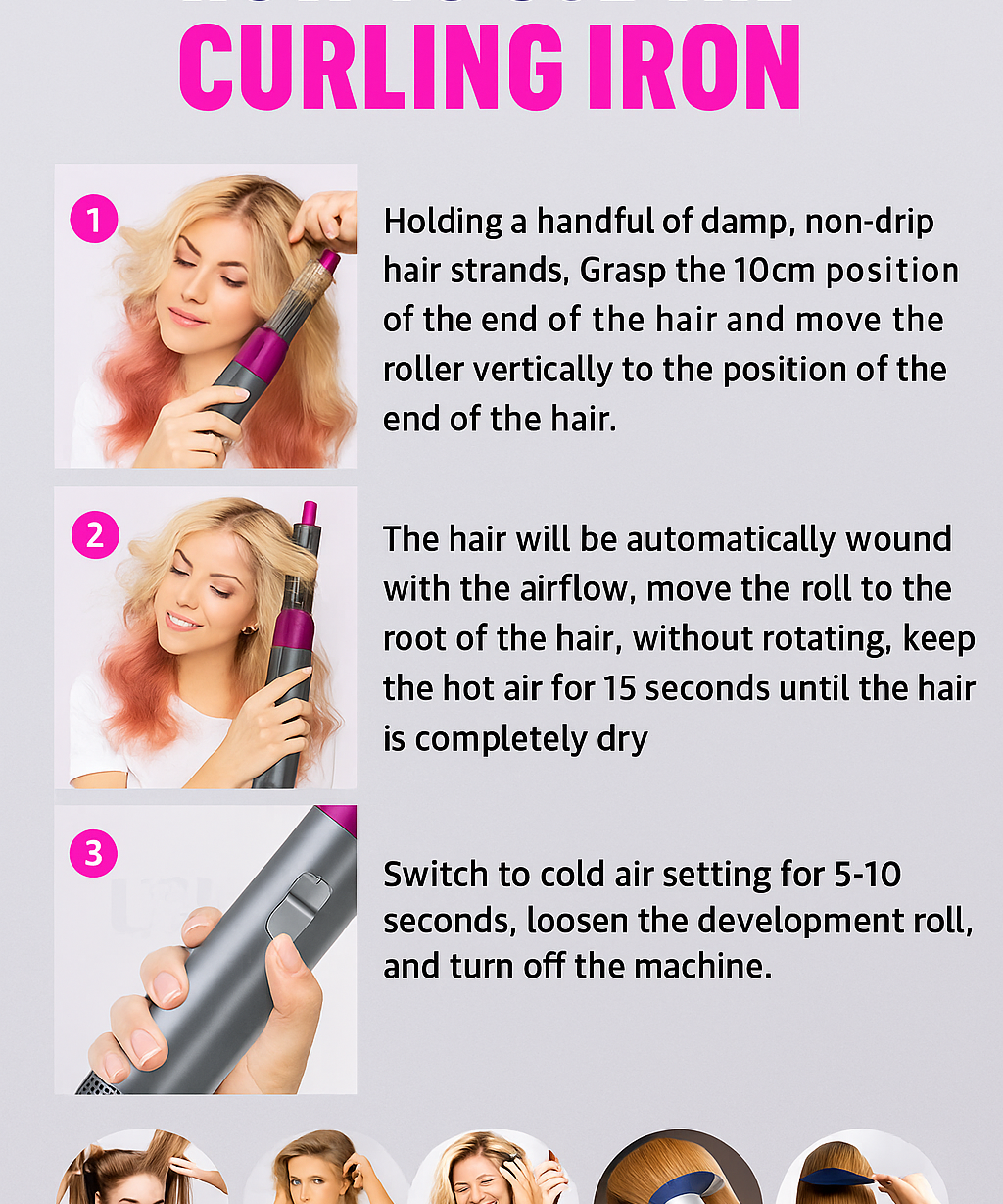 Hot Air Styler 5 in 1 Hair Dryer Brush Volumizer Straightener Curler Set