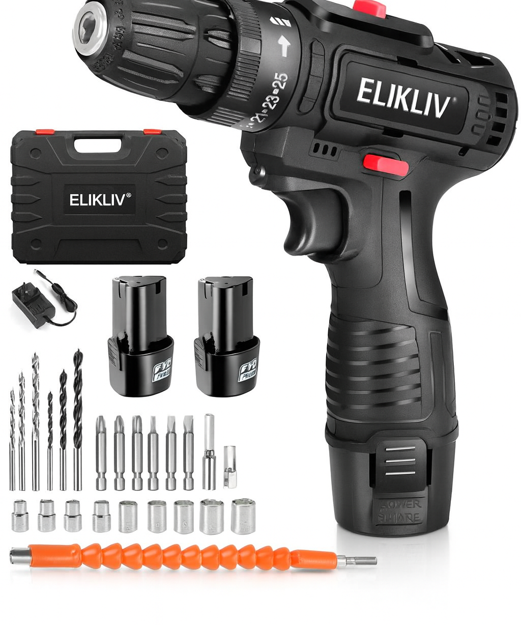Lithium Electric Drill Cordless Power Tool Double Speed Screwdriver Set