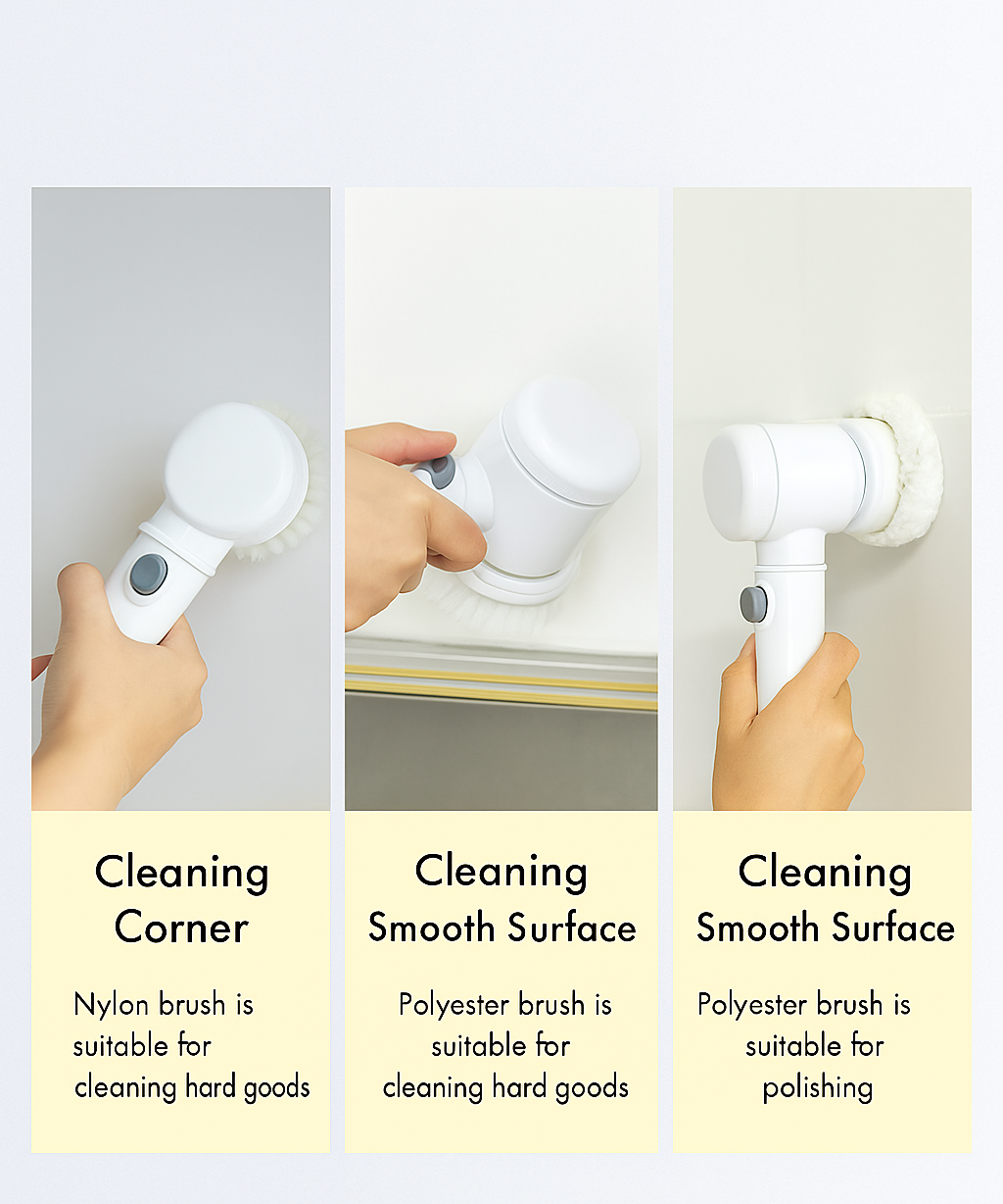 Electric Cleaning Brush 3 Head Scrubber Portable Handheld Household Tool