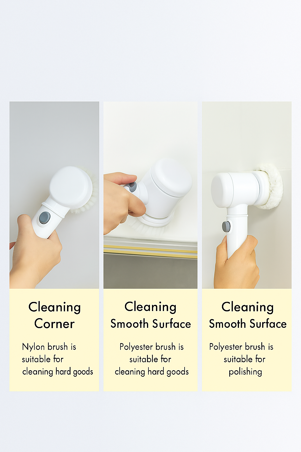 Electric Cleaning Brush 3 Head Scrubber Portable Handheld Household Tool