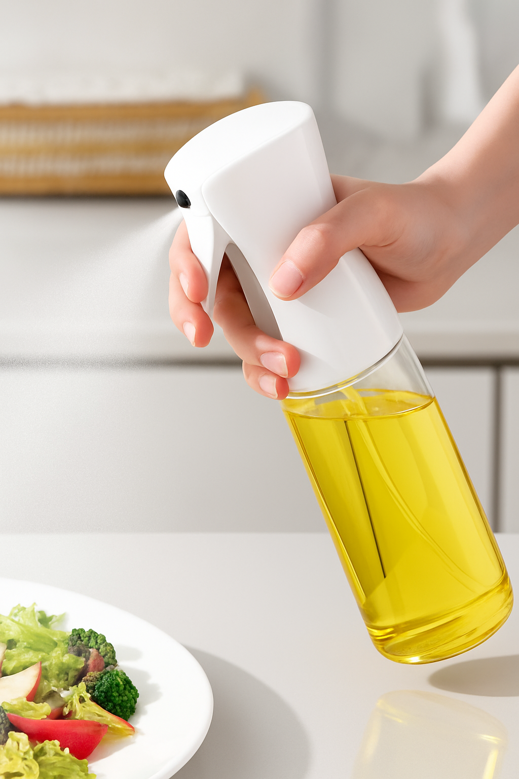 Oil Bottle Dispenser Leak Proof Glass Container with Measuring Pump