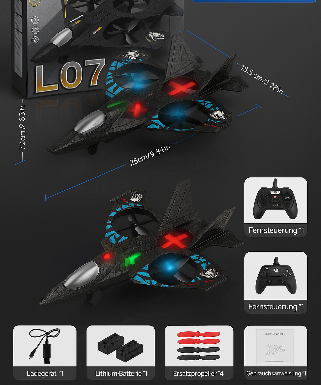 Rechargeable Flying Aeroplane Toy with LED Lights Remote Control Glider