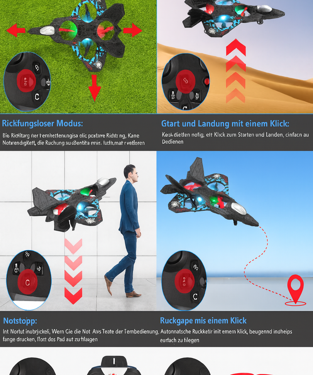 Rechargeable Flying Aeroplane Toy with LED Lights Remote Control Glider