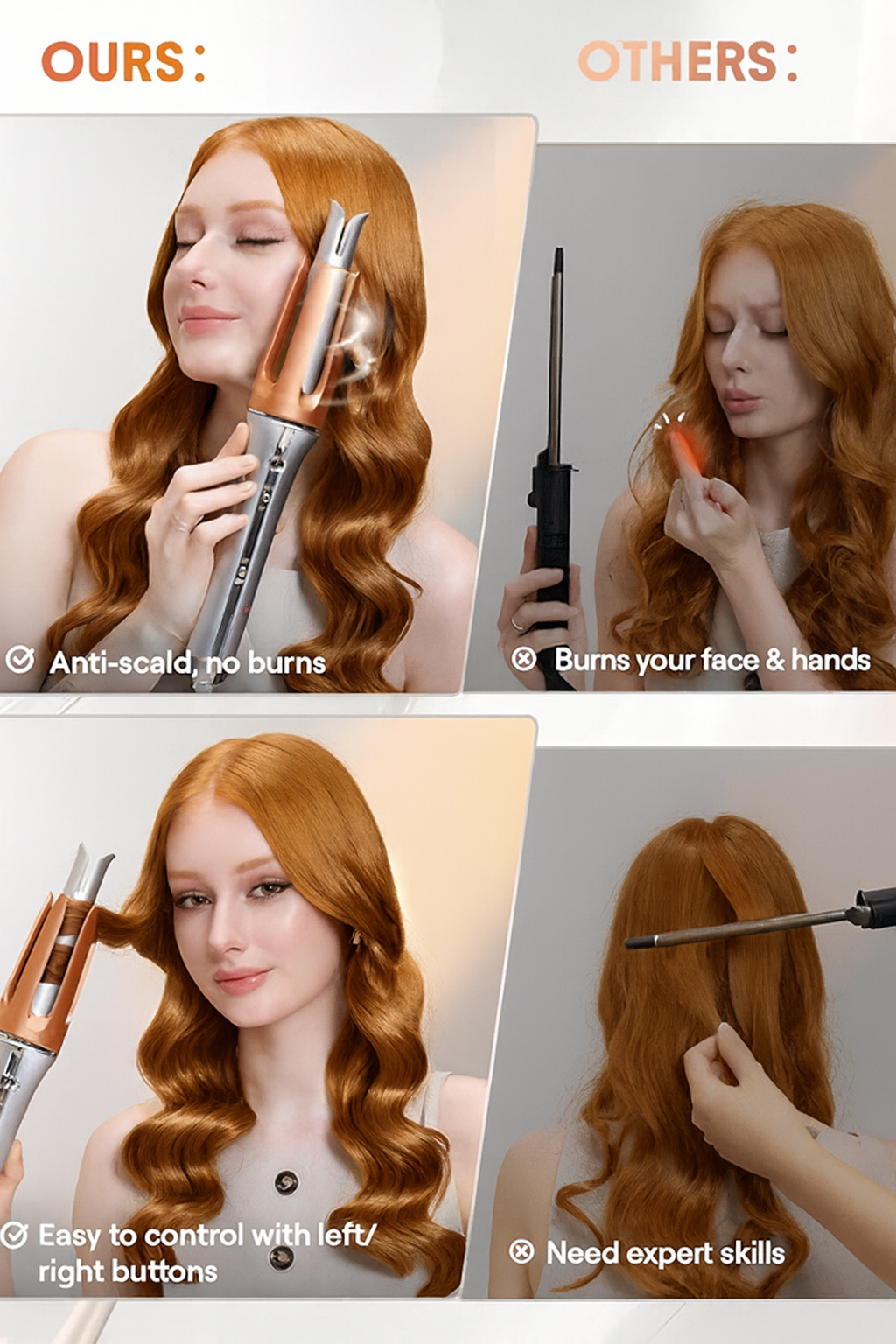 Sheglam Hair Curling Iron Professional Ceramic Curler Wand Styling Tool