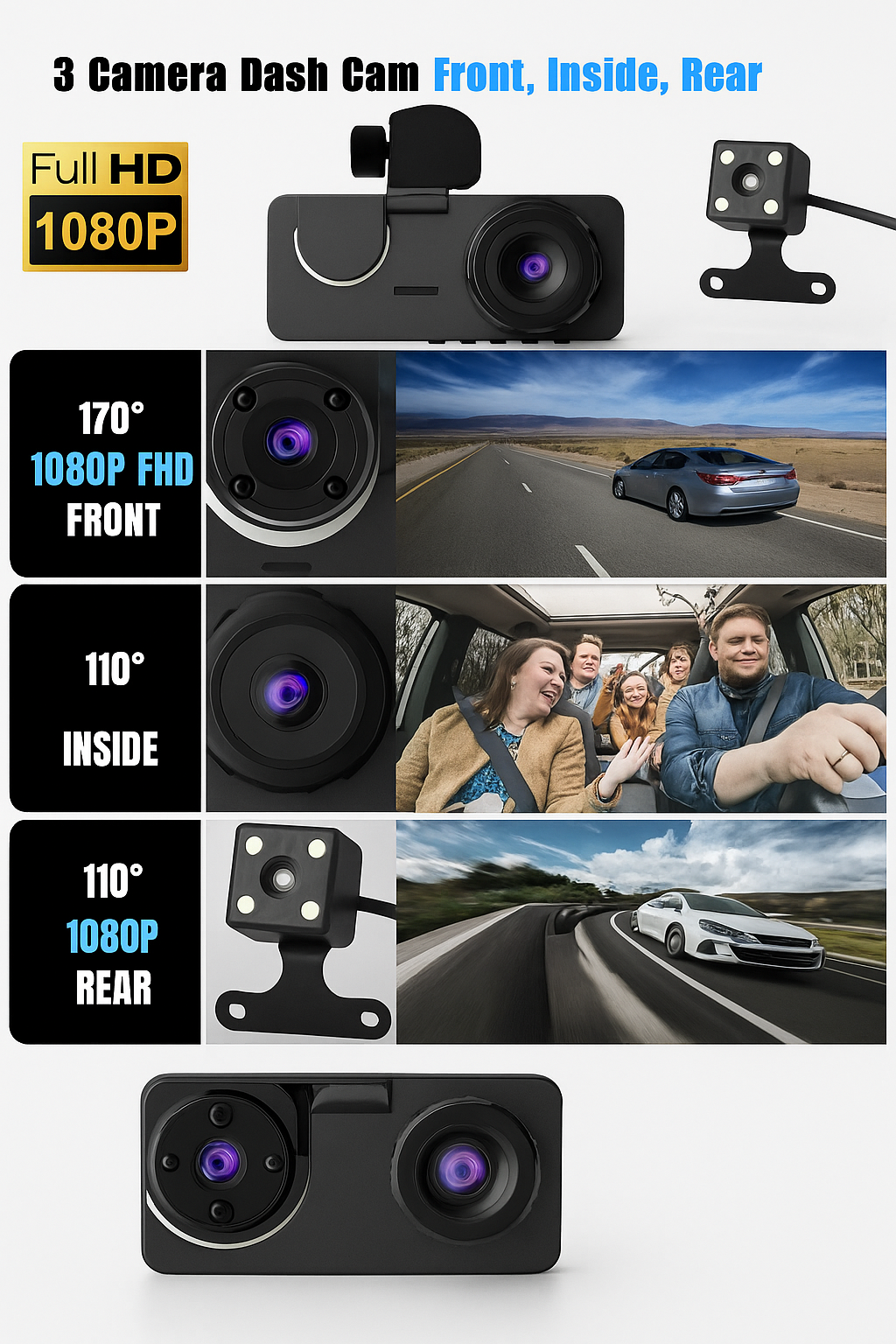 HD Vehicle Dash Camera DVR with 2.0" Screen, 170° Wide Angle, Loop Recording & G-Sensor