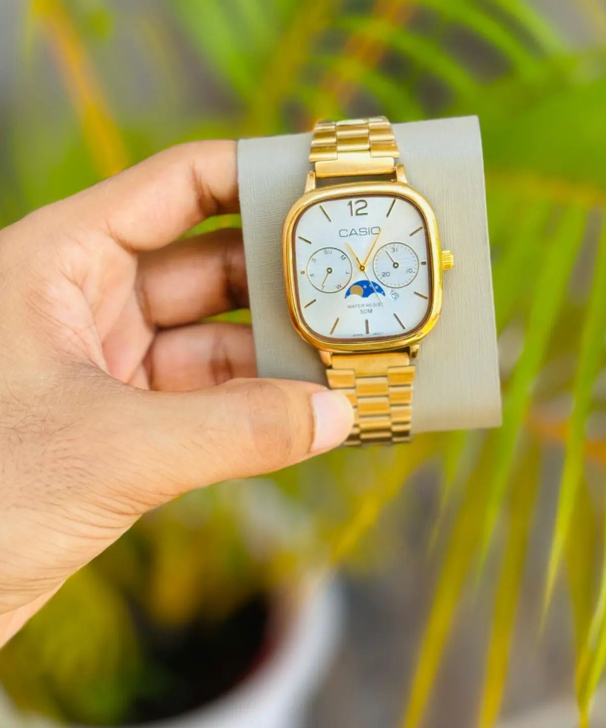 Casio Vintage Moon Phase Square Watch