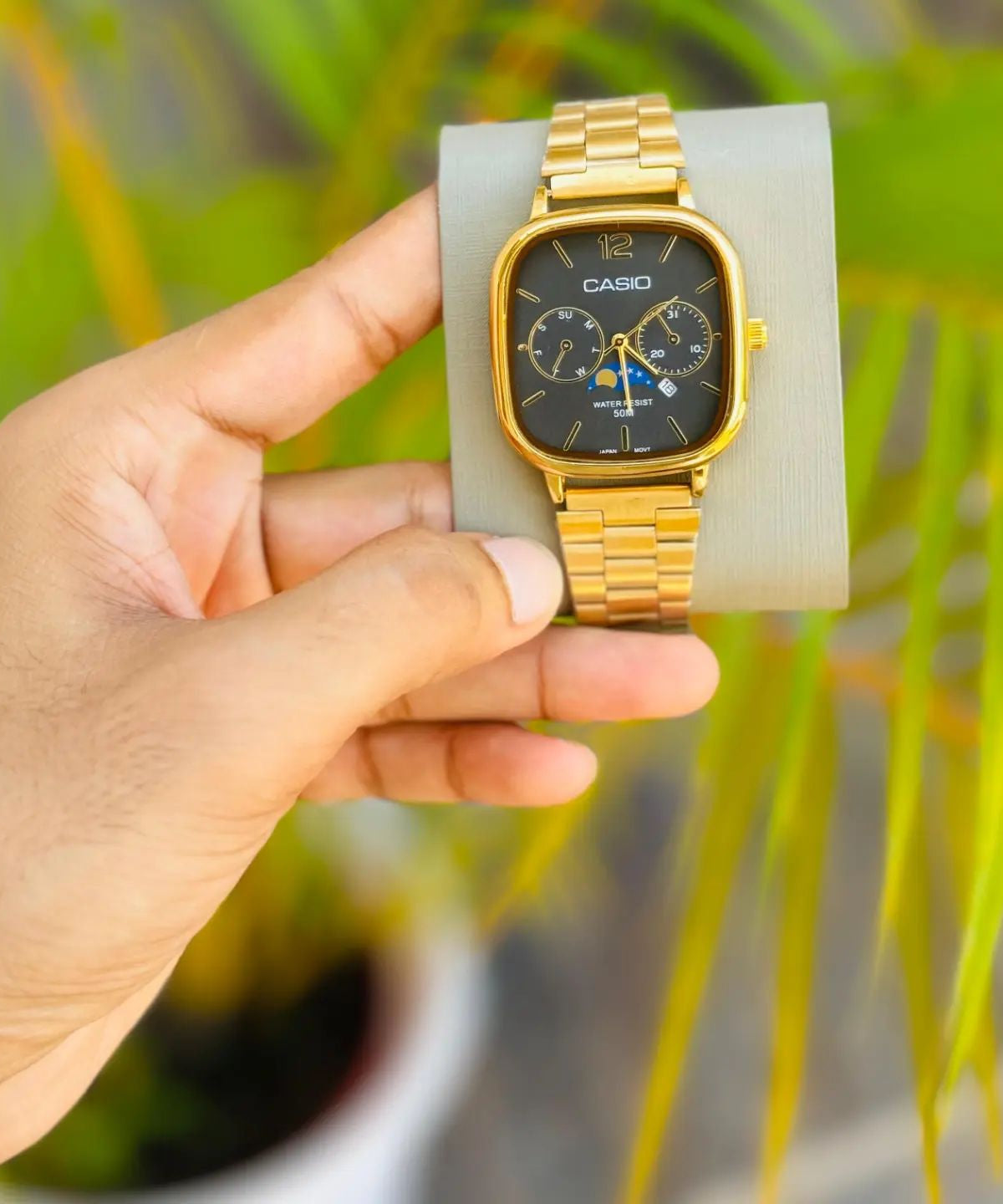 Casio Vintage Moon Phase Square Watch