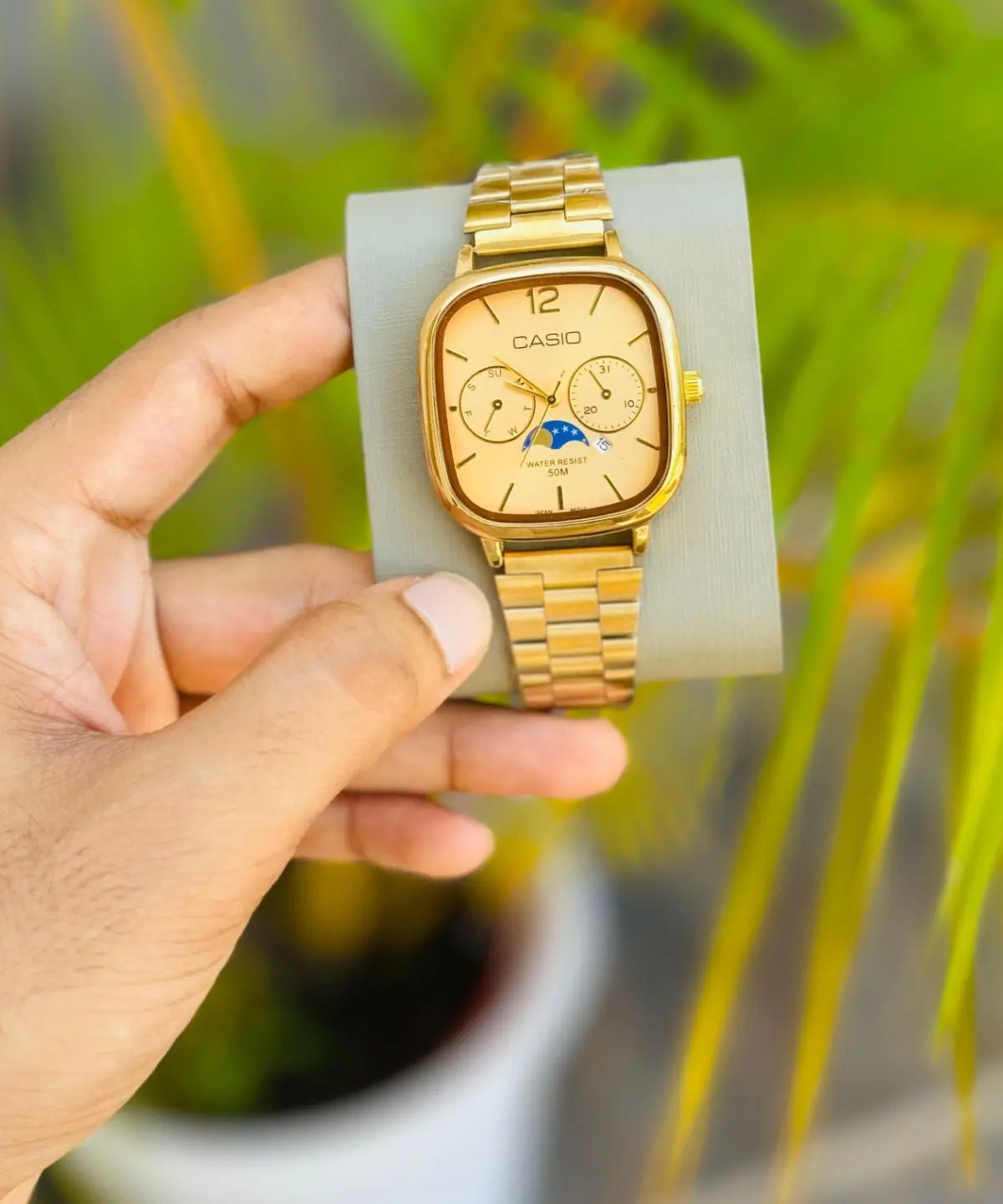 Casio Vintage Moon Phase Square Watch