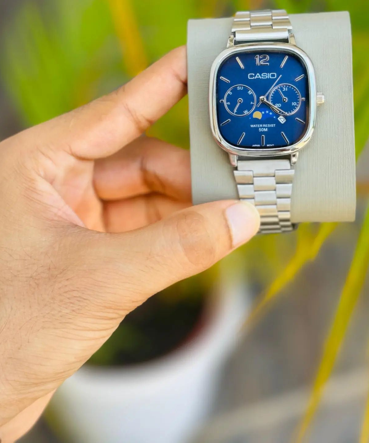 Casio Vintage Moon Phase Square Watch