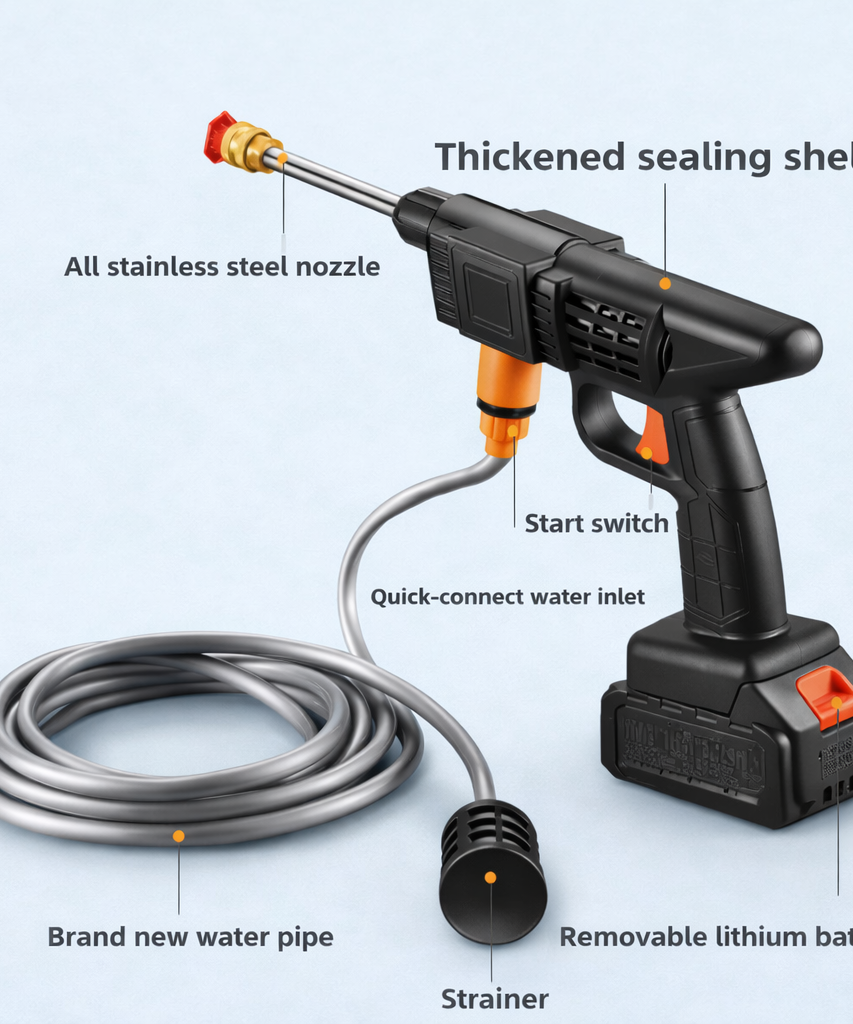 Car Washer Cleaning Gun with Double Lithium Battery 68Vh Portable Pressure Washer